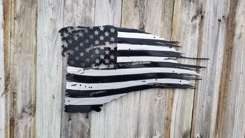 Black Tattered & Torn American Flag-advanced-metal-art.myshopify.com