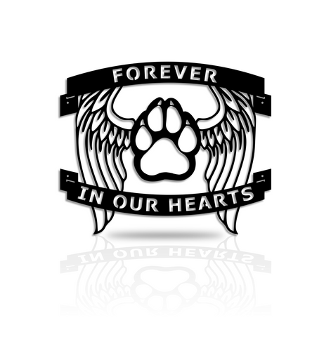 Pet Memorial With Paw & Angel Wings Plaque-advanced-metal-art.myshopify.com
